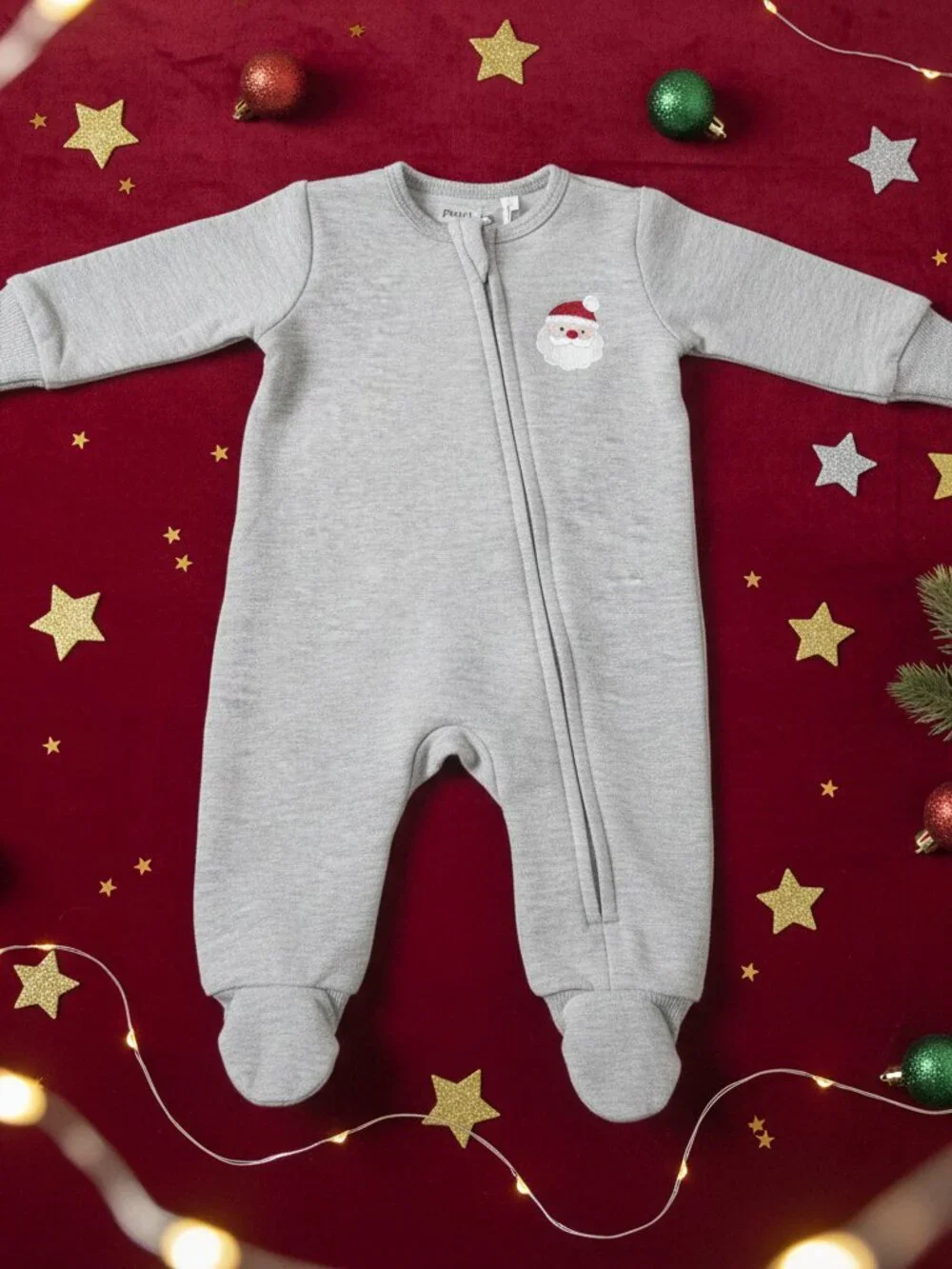 Petit Lem Santa Baby Fleece Romper NWT Newborn NB Christmas Sleeper